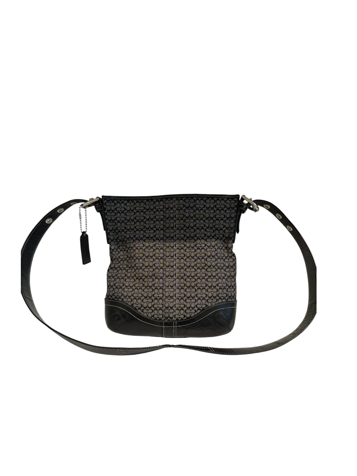 Pre-owned Coach black and grey signature crossbody with wallet 2008