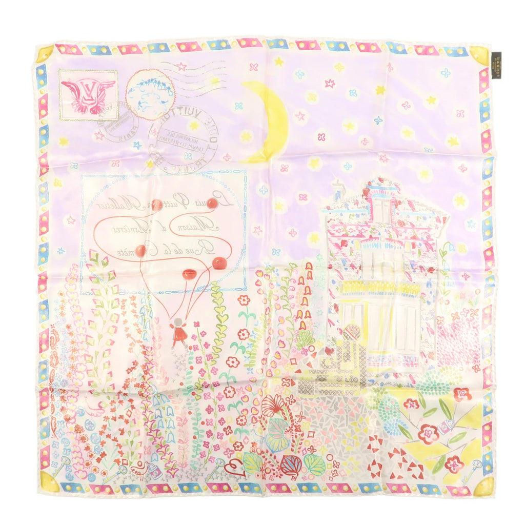Pre-owned Louis Vuitton Silk Paris Design Large Scarf