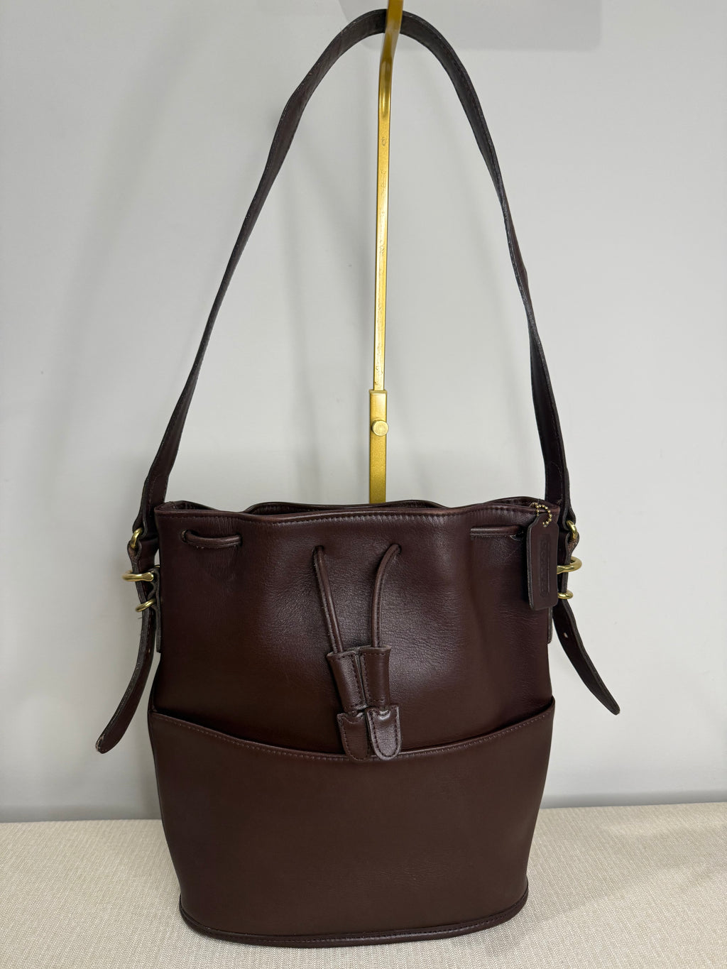 Pre-owned Coach leather brown bucket drawstring bag vintage 1990s