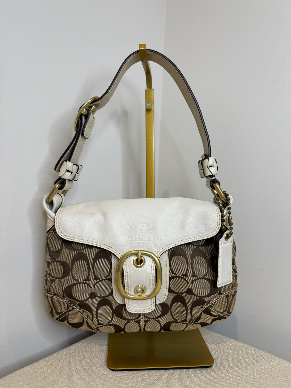 Pre-owned Coach Bleeker SoHo White buckle shoulder bag 2007