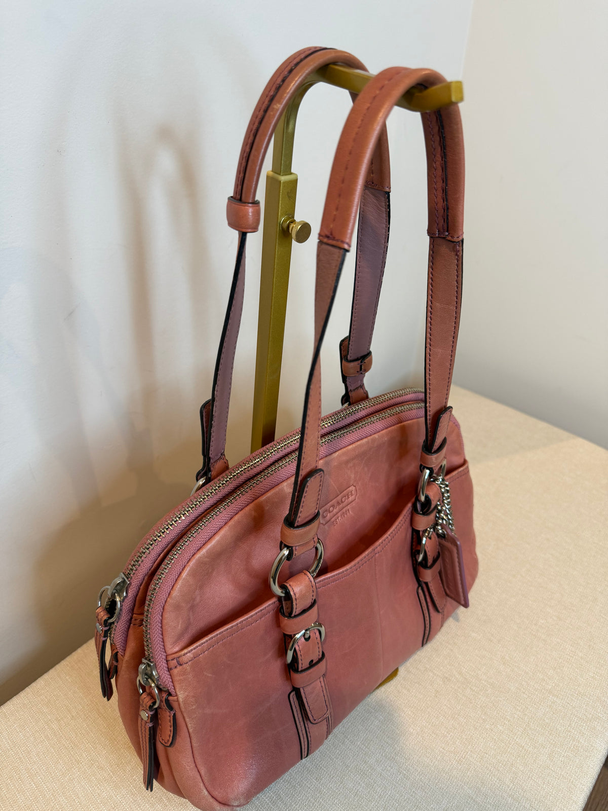 Pre-owned Coach Leather Bonnie Satchel Salmon Pink 2008