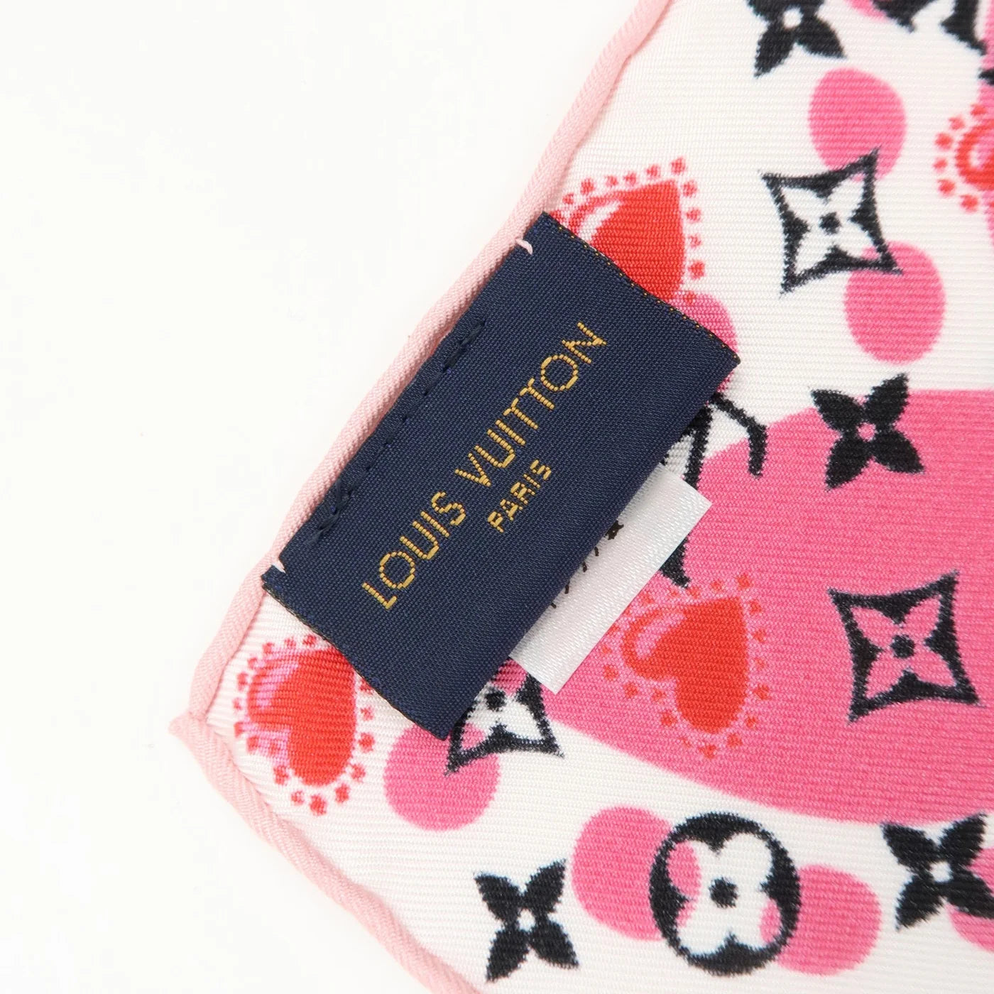 Pre-Owned Louis Vuitton Monogram Silk Scarf Pink and White