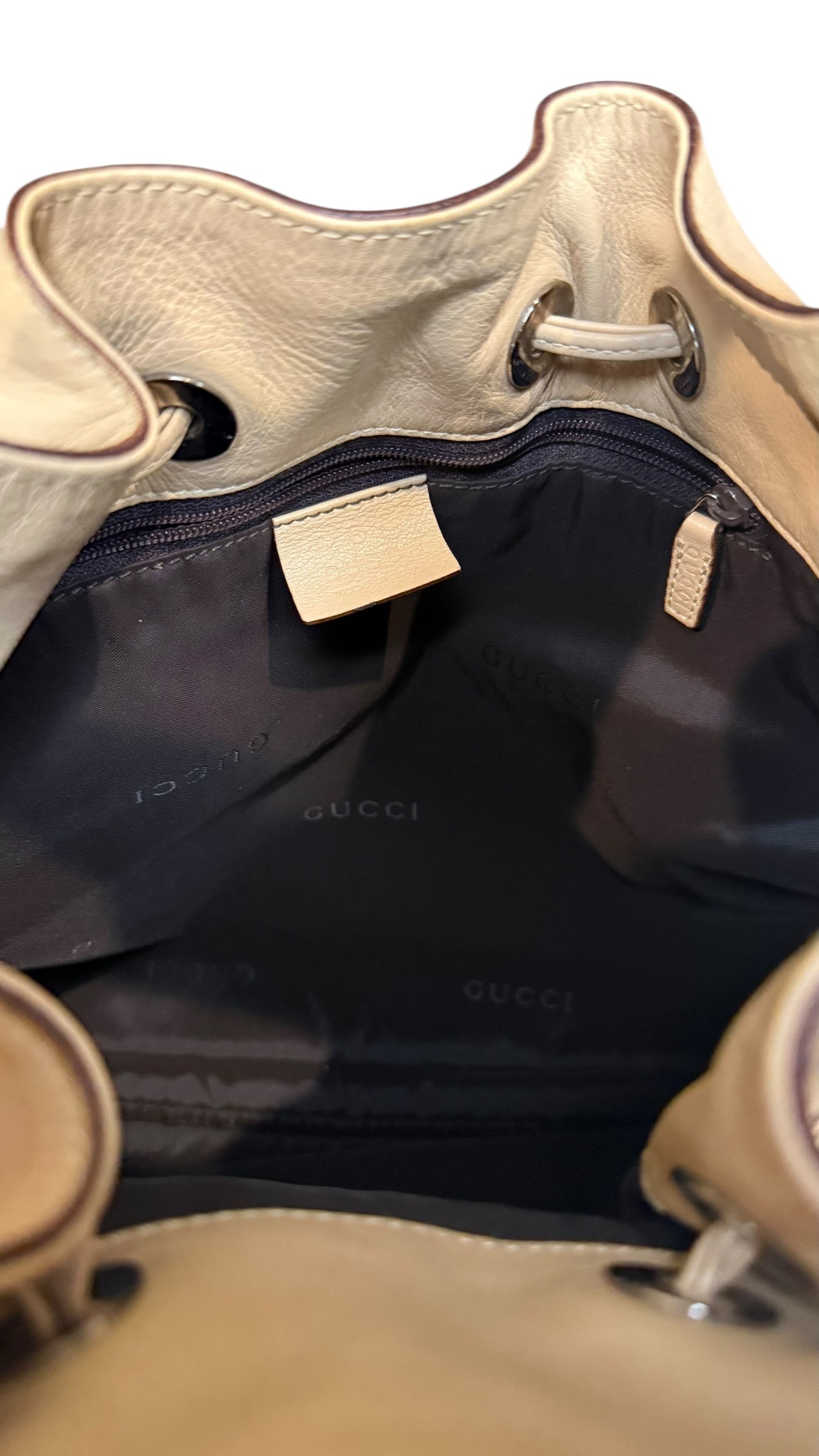 Pre-owned Gucci leather beige shoulder hobo bag