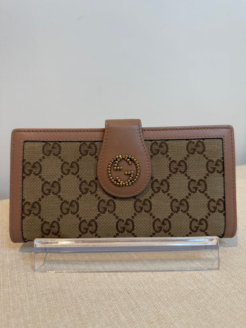 Pre-owned Gucci Pink Canvas Long Continental wallet