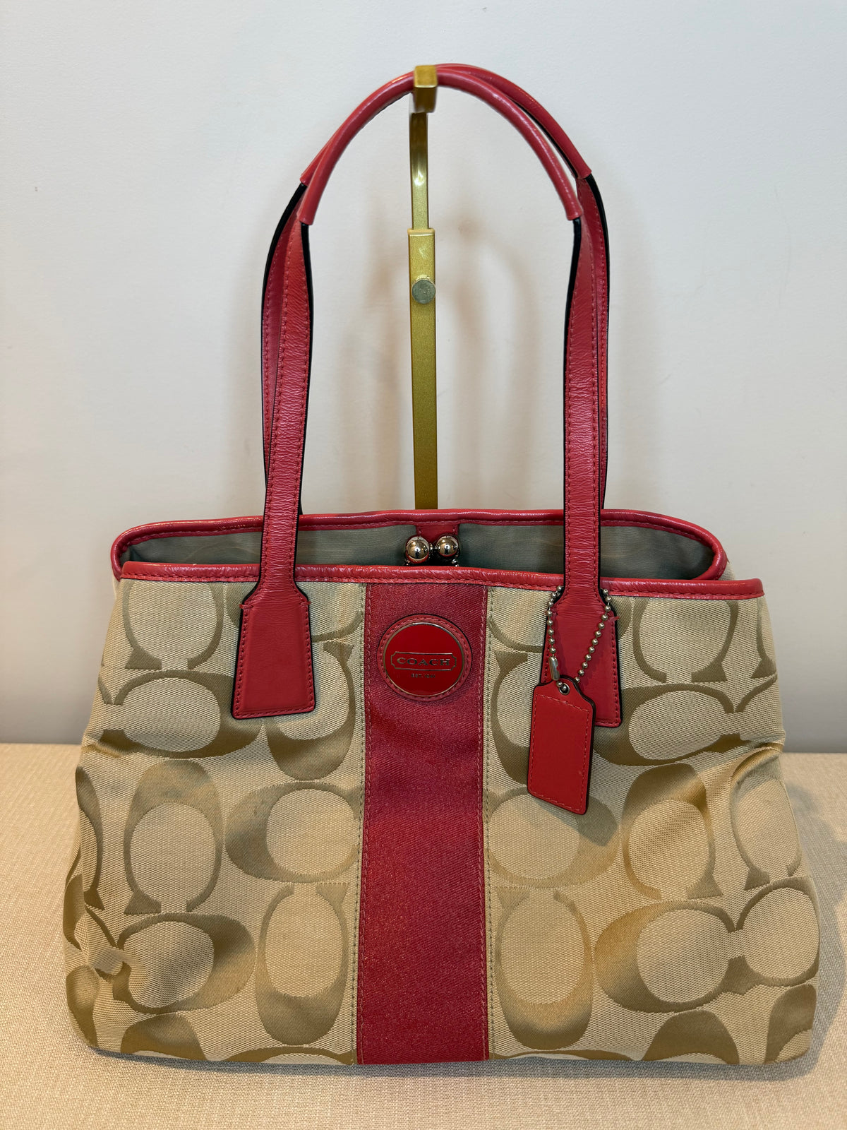 Pre-owned Coach Canvas signature Framed Carryall Tote Bag 2010