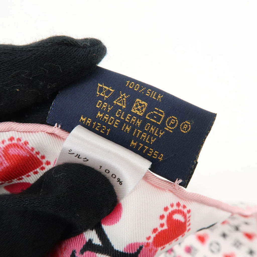 Pre-Owned Louis Vuitton Monogram Silk Scarf Pink and White
