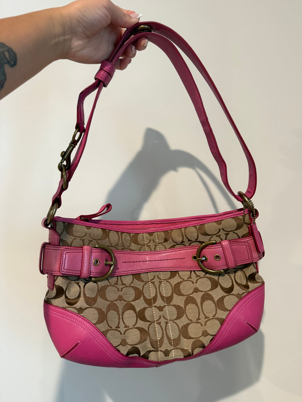 Pre-owned Coach Canvas Pink 2 Way Buckle Bag 2009