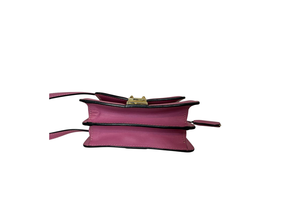 Pre-owned MCM Vicetos Logogram Mini Pink Shoulder Bag