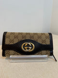 Pre-owned Gucci brown canvas sukey continental long wallet