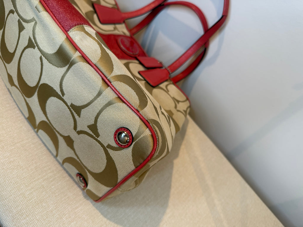 Pre-owned Coach Canvas signature Framed Carryall Tote Bag 2010