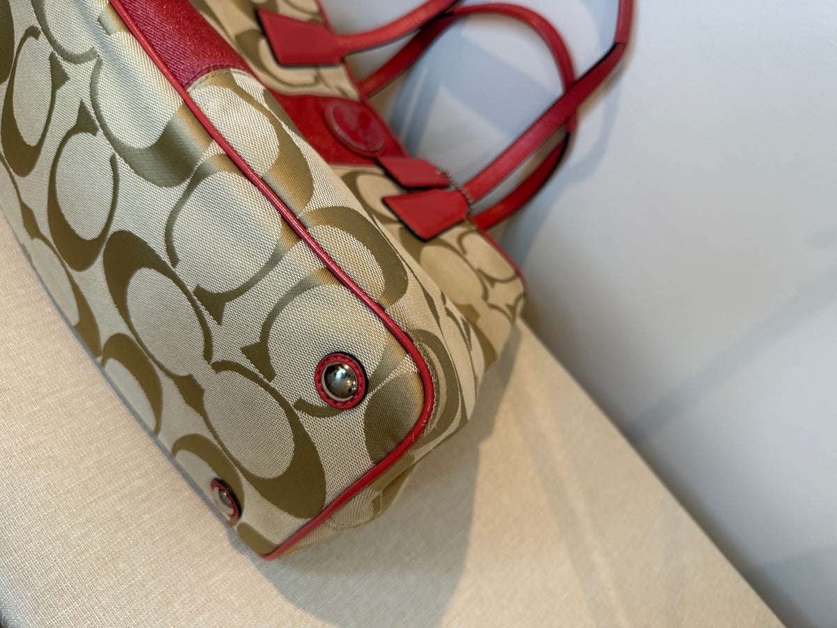 Pre-owned Coach Canvas signature Framed Carryall Tote Bag 2010