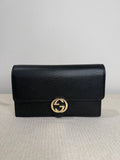 Pre-owned Gucci leather black wallet on chain