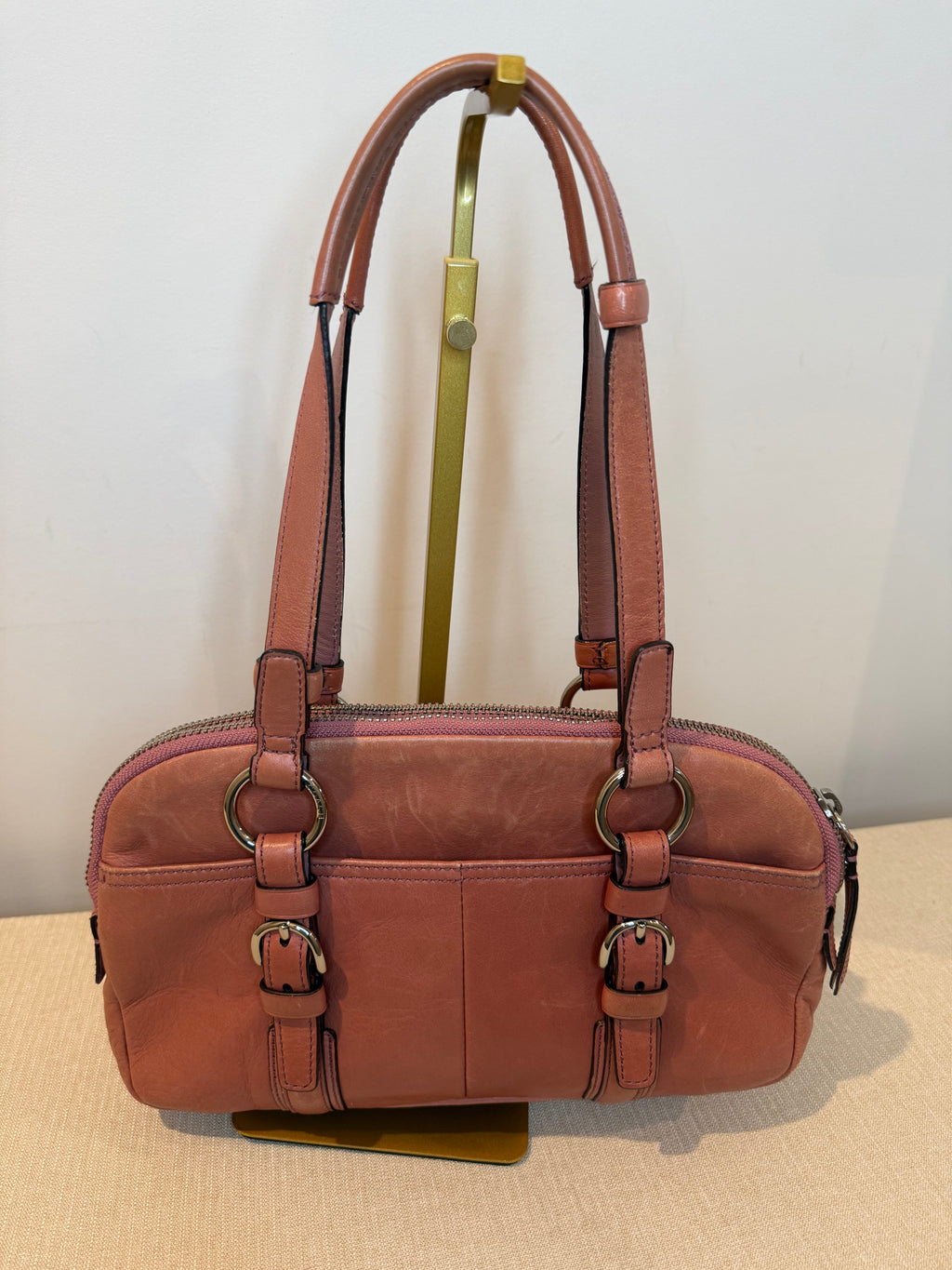 Pre-owned Coach Leather Bonnie Satchel Salmon Pink 2008