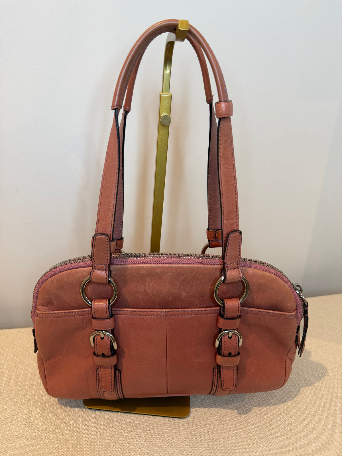 Pre-owned Coach Leather Bonnie Satchel Salmon Pink 2008