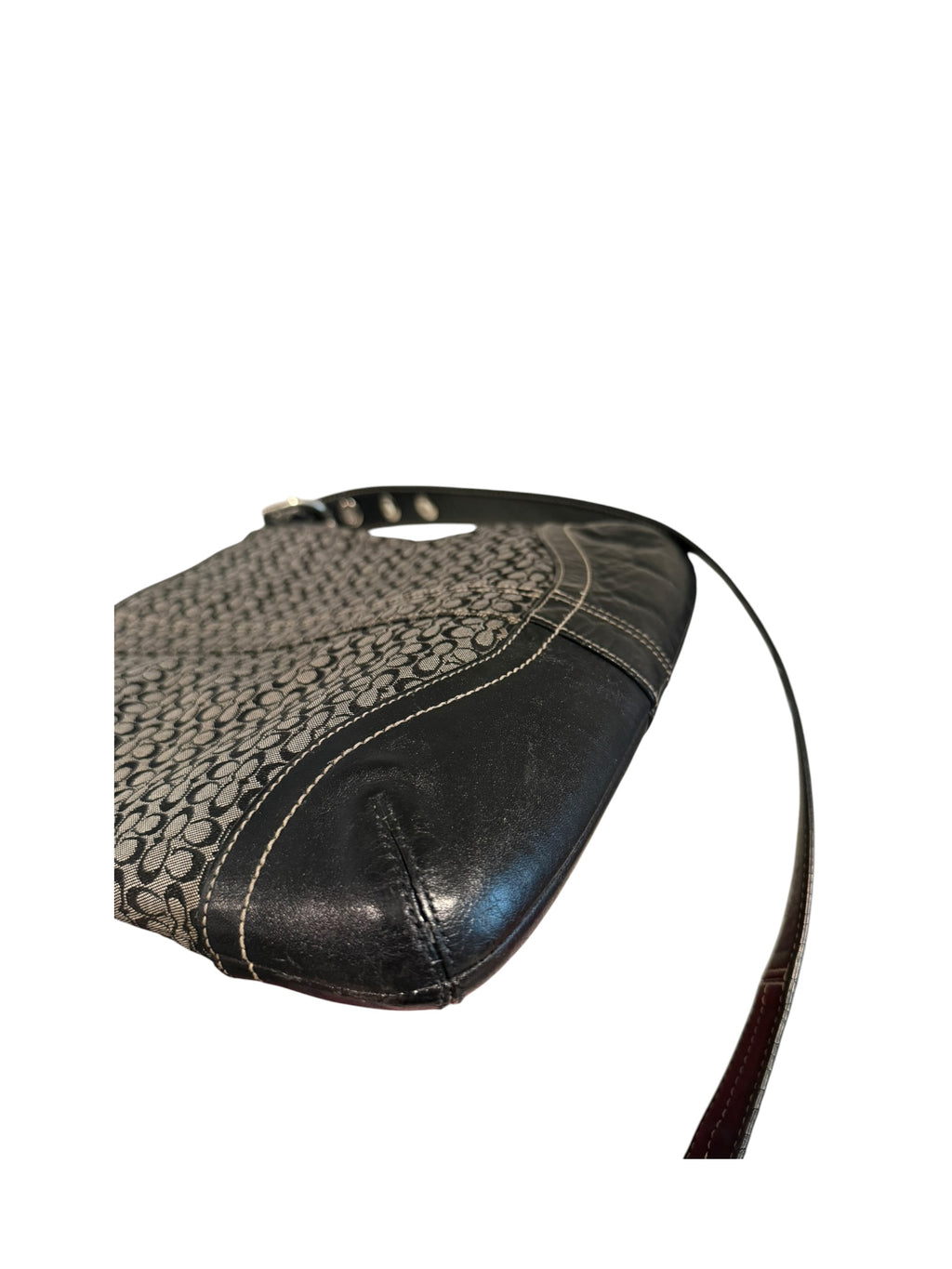 Pre-owned Coach black and grey signature crossbody with wallet 2008