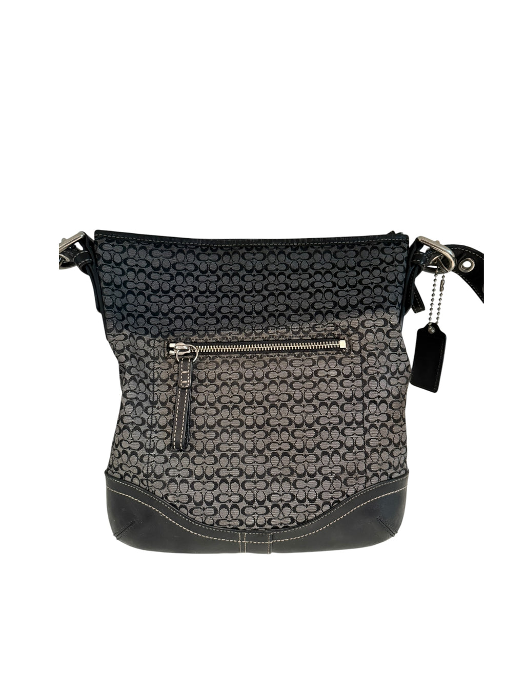 Pre-owned Coach black and grey signature crossbody with wallet 2008