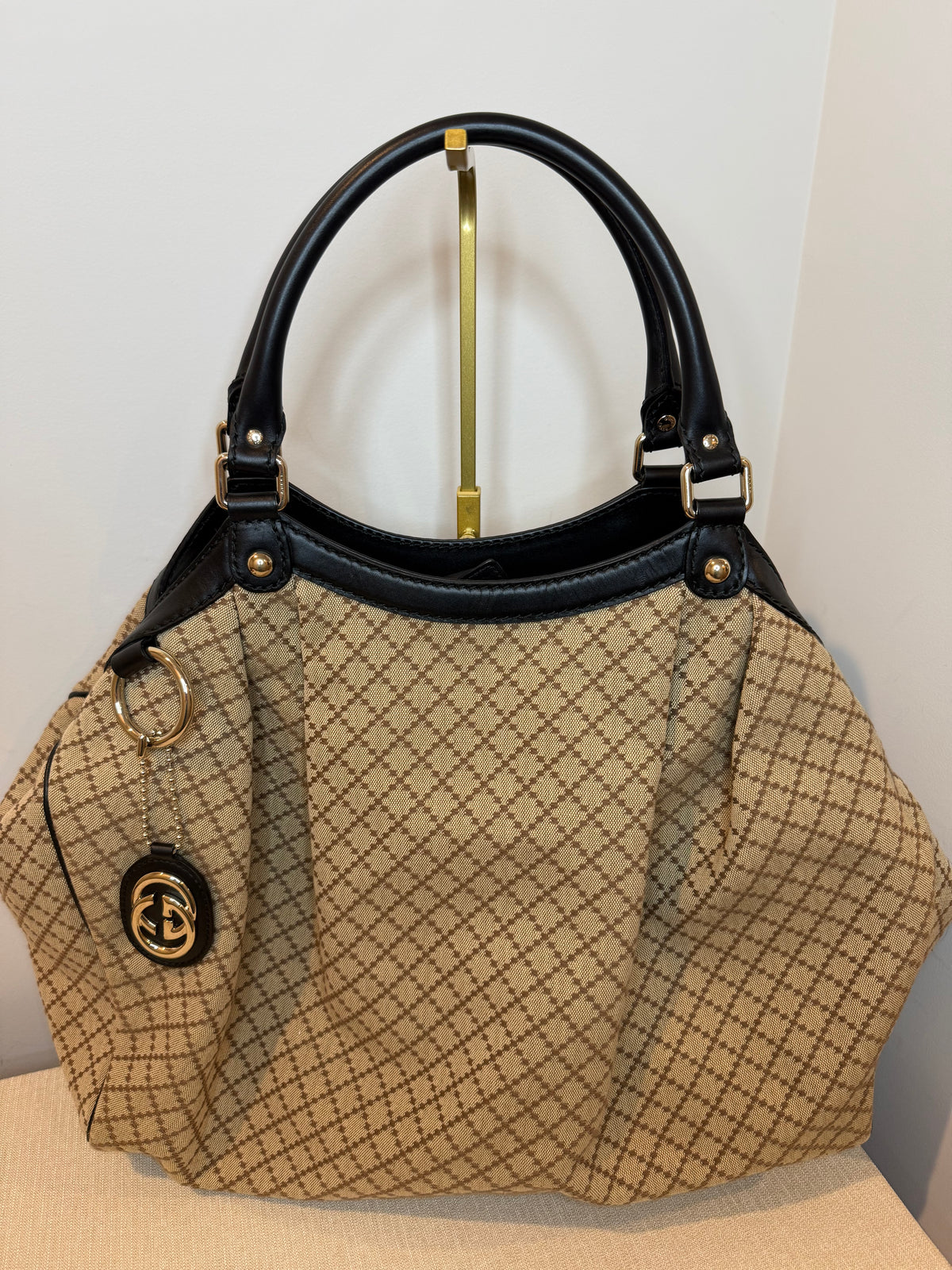Pre-owned Gucci canvas Diamanté sukey large Hobo bag