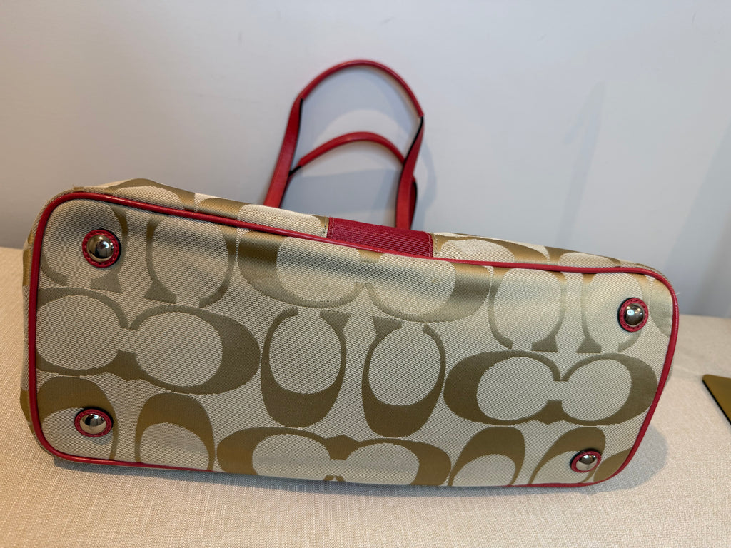 Pre-owned Coach Canvas signature Framed Carryall Tote Bag 2010