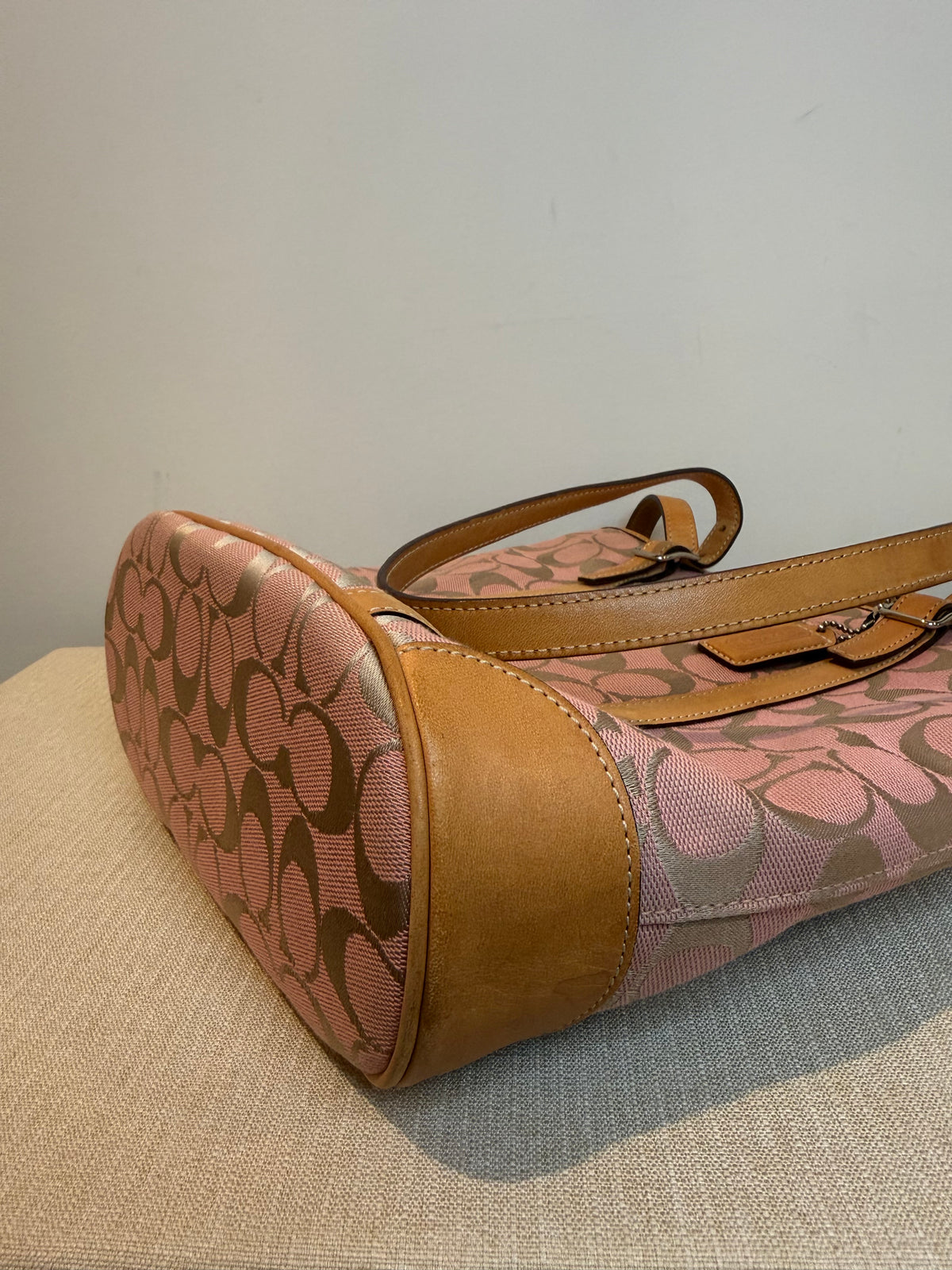 Pre-owned Coach Canvas Pink and Grey Bucket Shoulder Bag 1990s