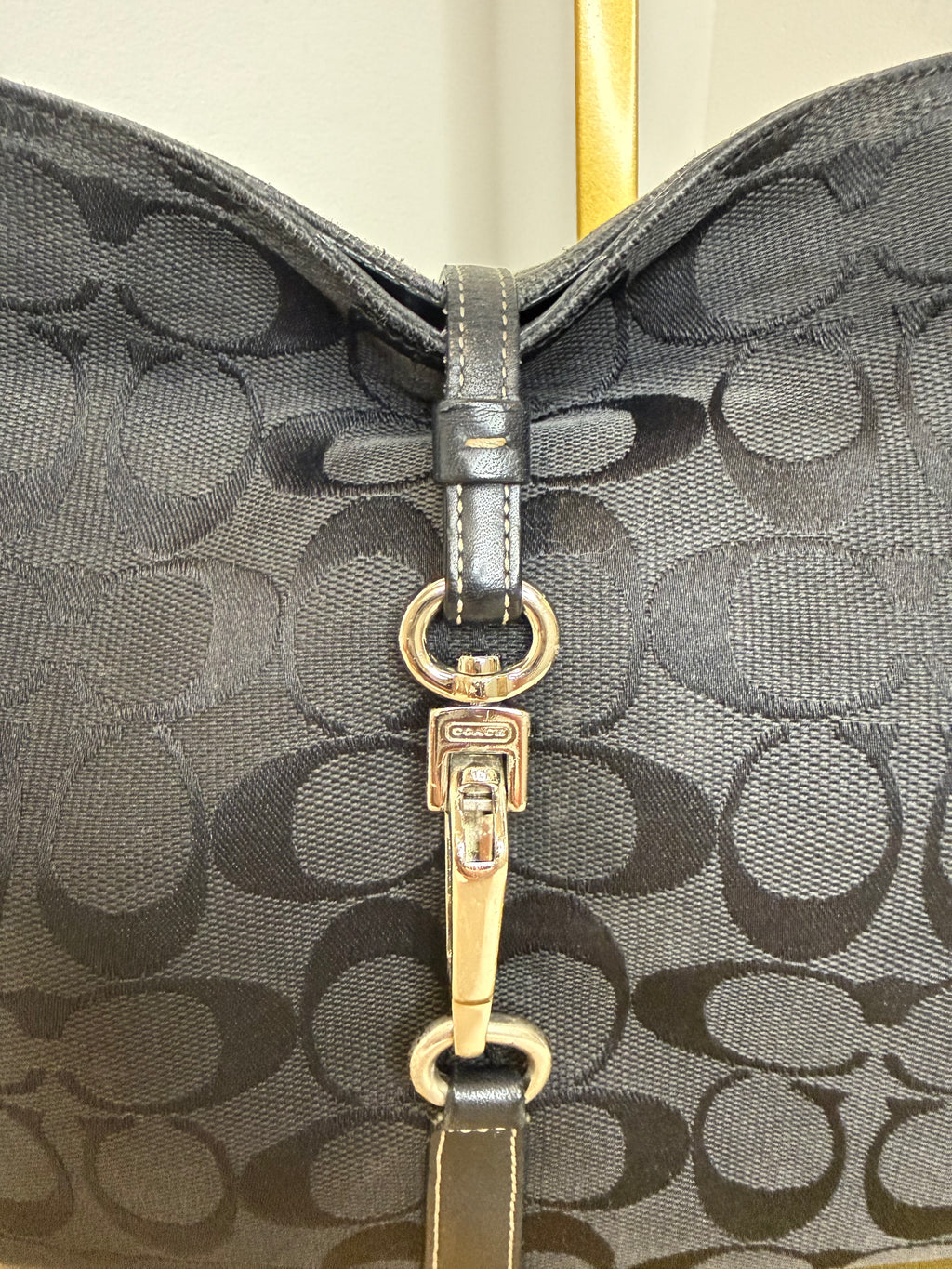 Pre-owned Coach Black Hampton Clip Hobo Shoulder bag 1990s vintage