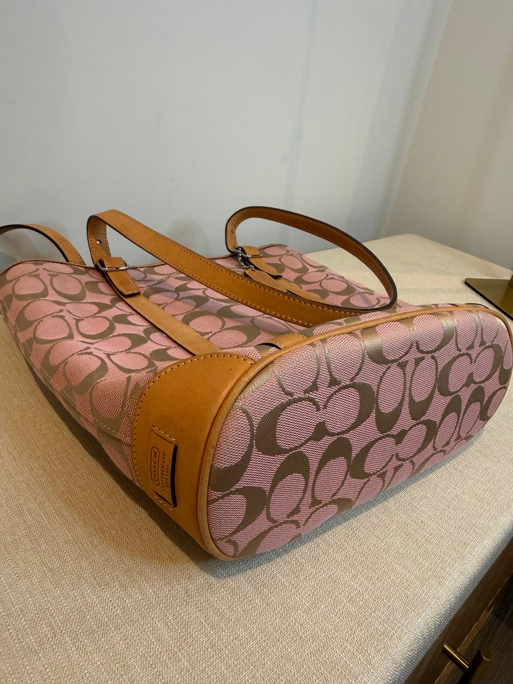 Pre-owned Coach Canvas Pink and Grey Bucket Shoulder Bag 1990s