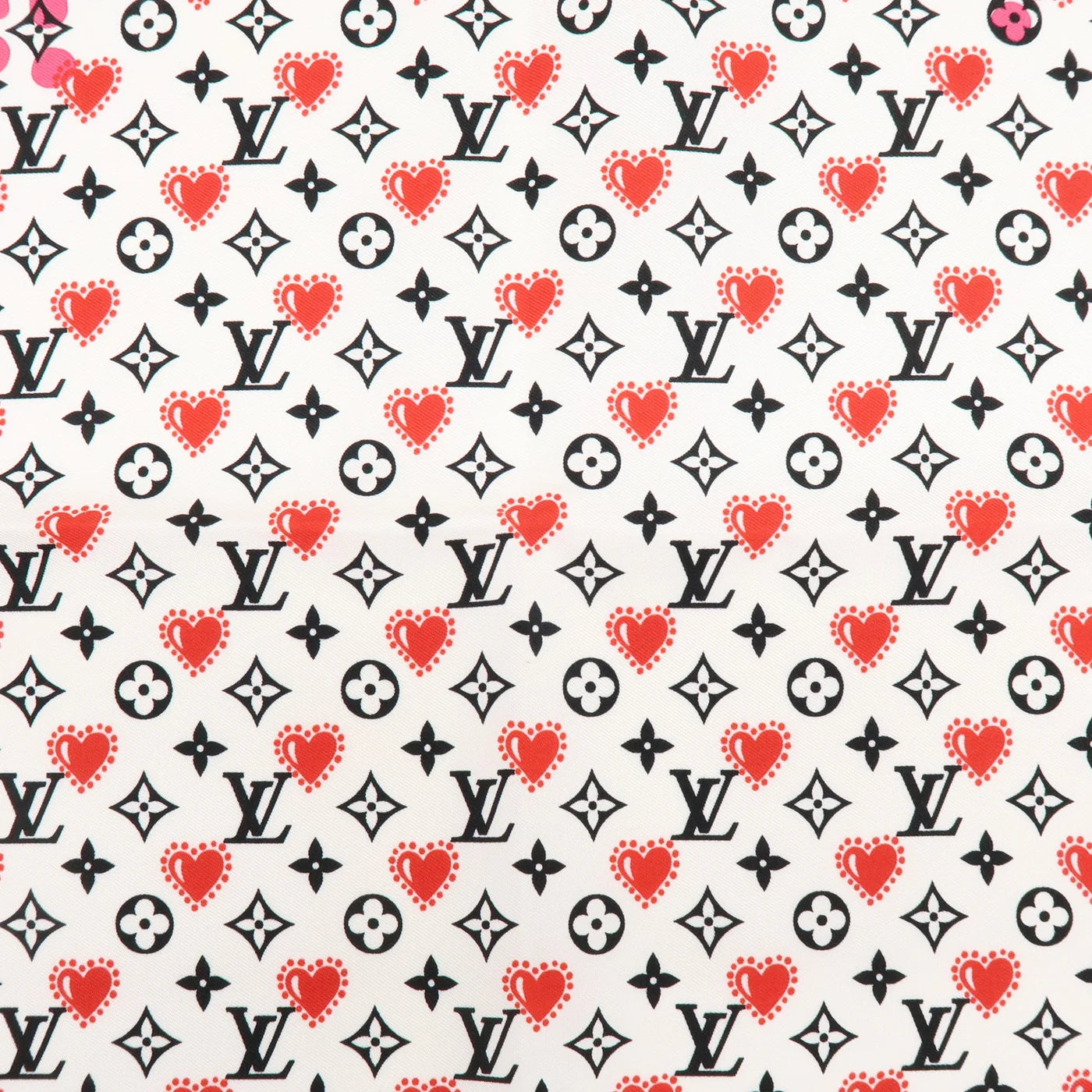 Pre-Owned Louis Vuitton Monogram Silk Scarf Pink and White