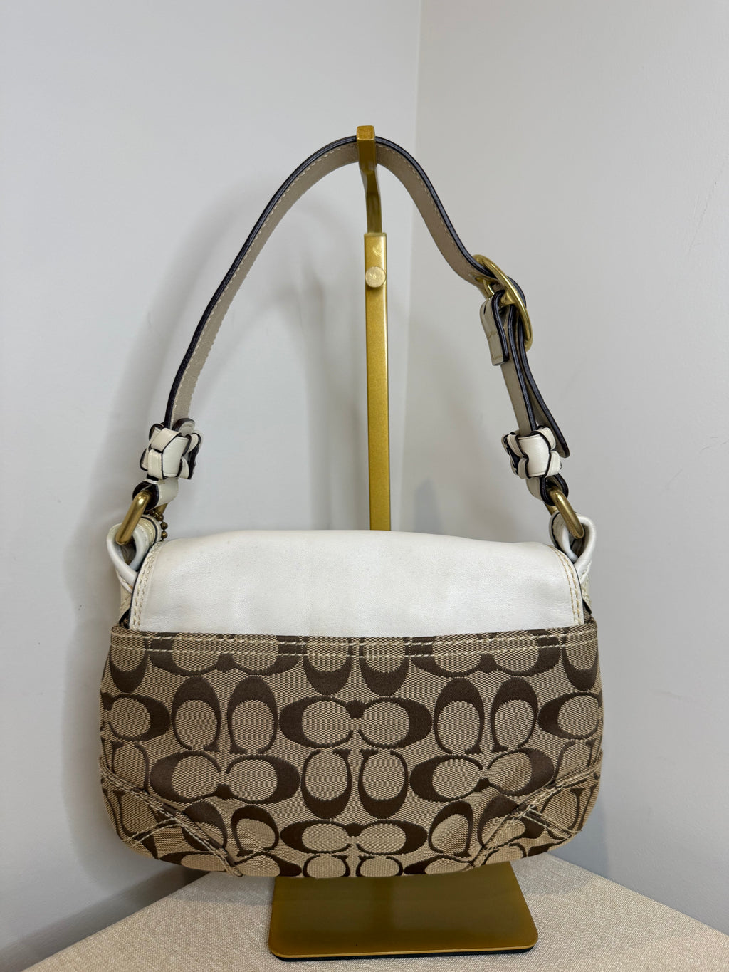 Pre-owned Coach Bleeker SoHo White buckle shoulder bag 2007