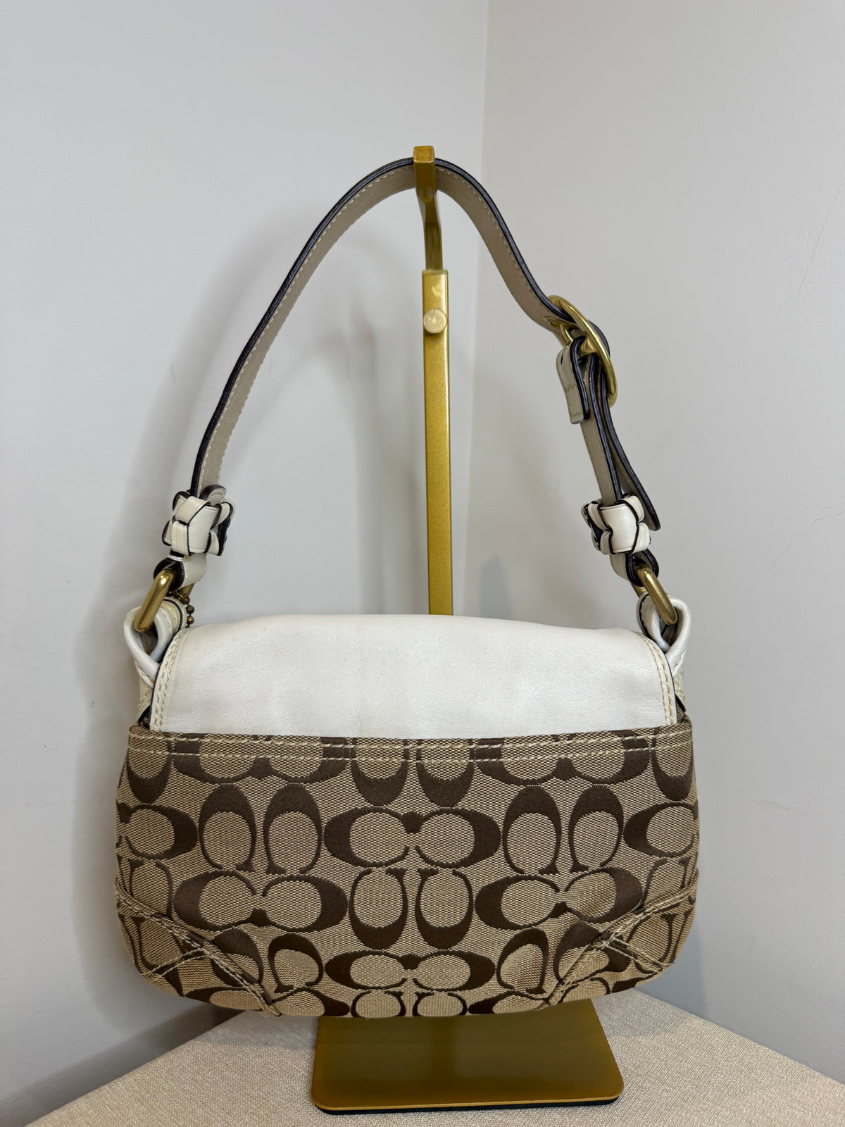 Pre-owned Coach Bleeker SoHo White buckle shoulder bag 2007