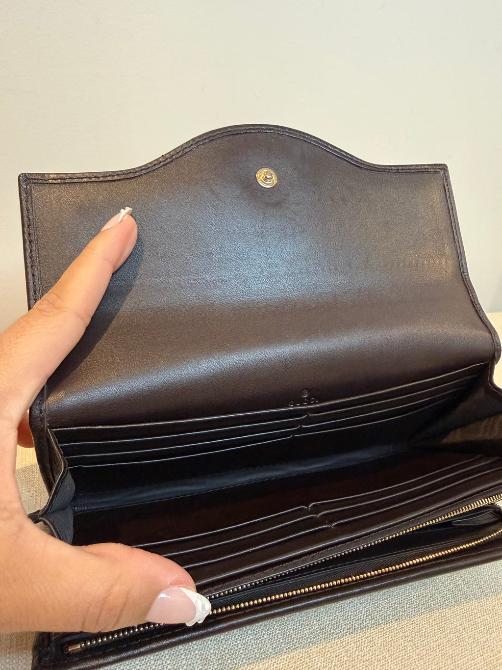 Pre-owned Gucci brown canvas sukey continental long wallet