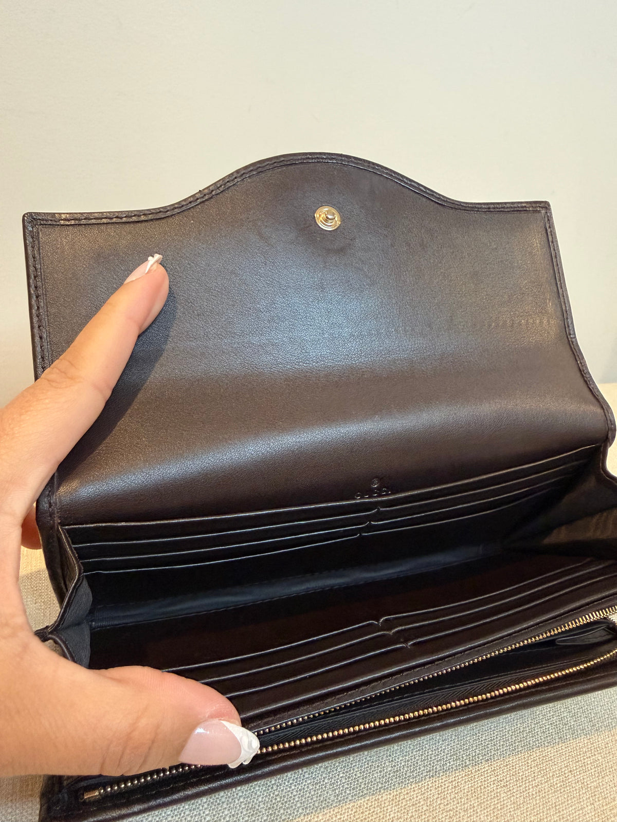 Pre-owned Gucci brown canvas sukey continental long wallet