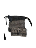 Pre-owned Coach black and grey signature crossbody with wallet 2008