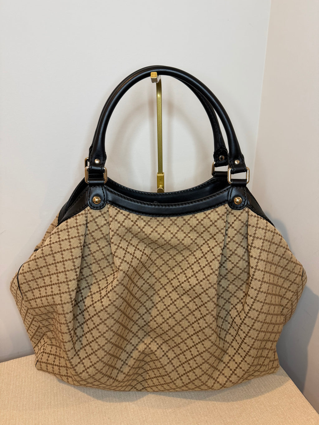 Pre-owned Gucci canvas Diamanté sukey large Hobo bag