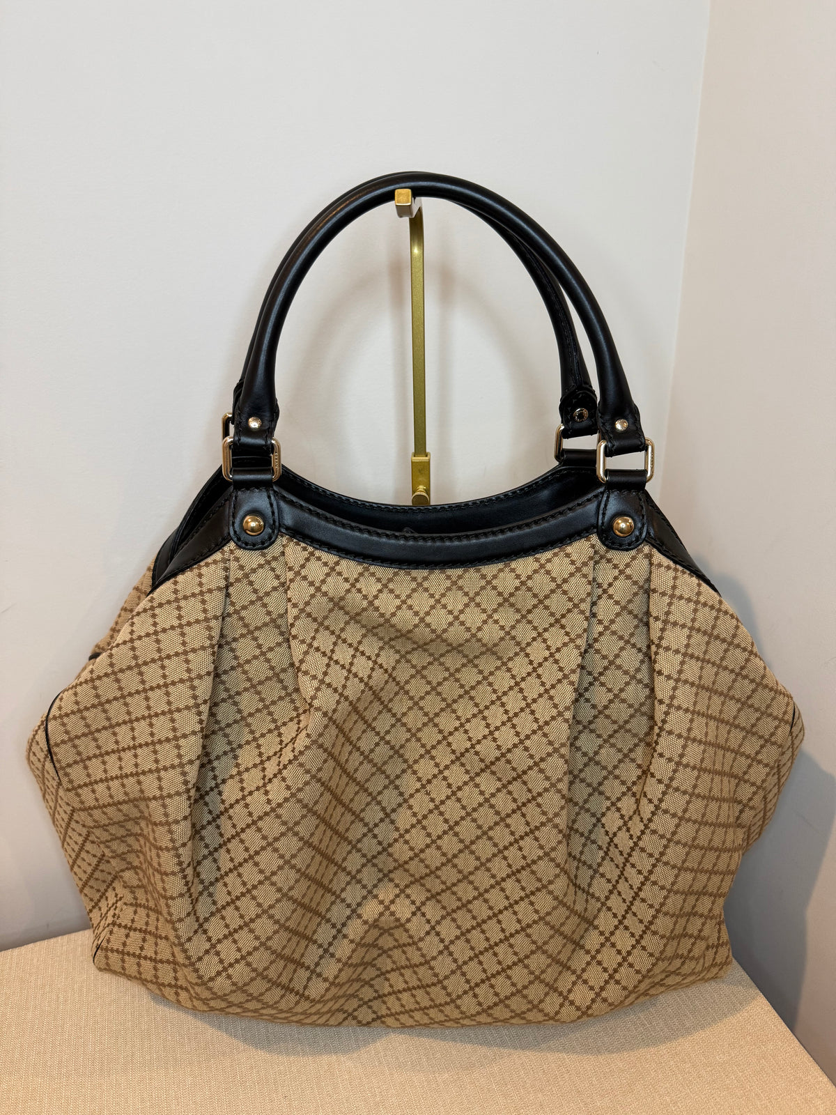 Pre-owned Gucci canvas Diamanté sukey large Hobo bag