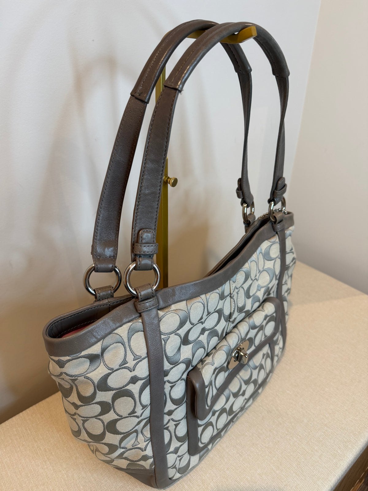 Pre-owned Coach Grey Canvas Cricket Shoulder Bag 2008