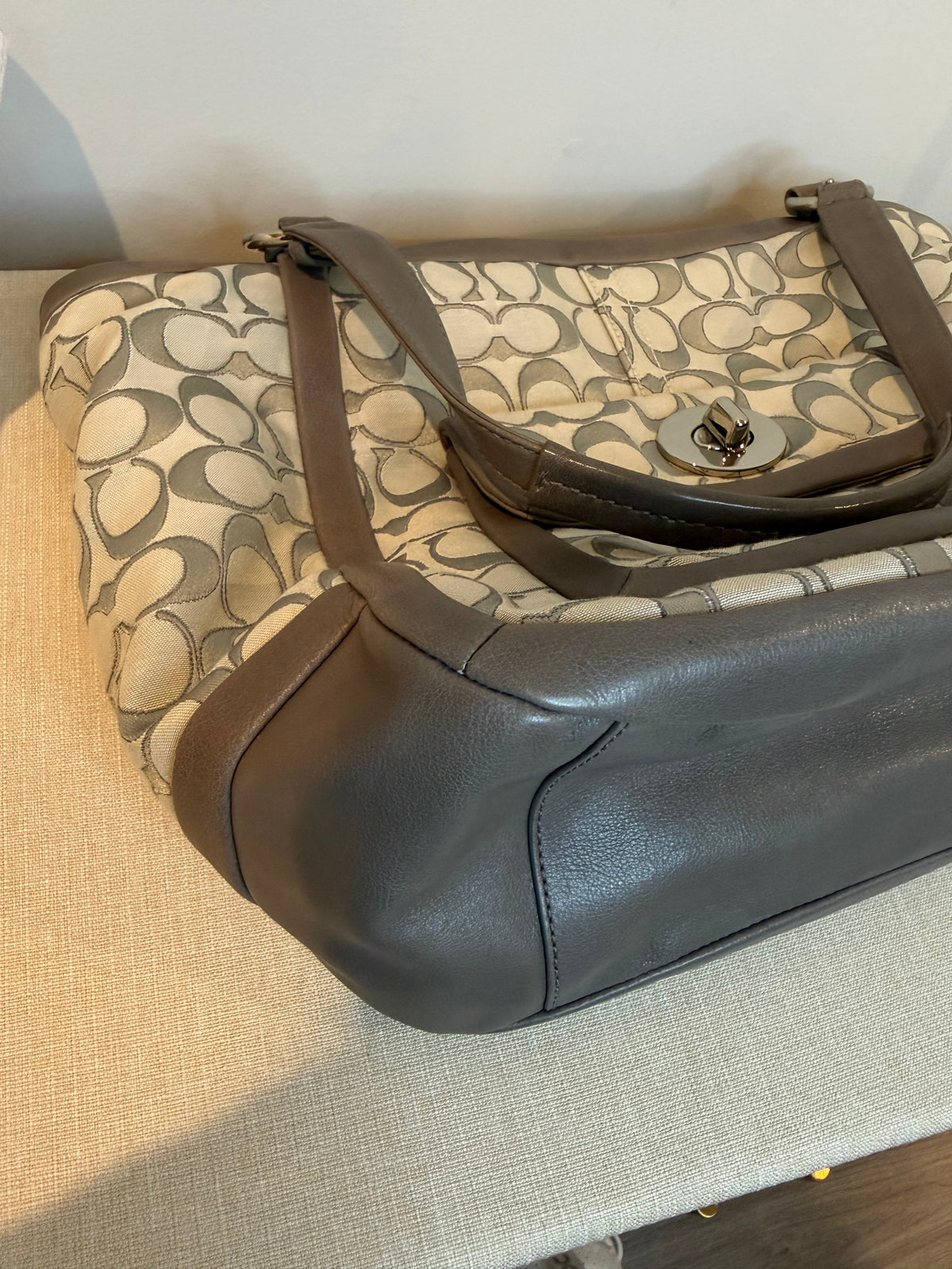 Pre-owned Coach Grey Canvas Cricket Shoulder Bag 2008