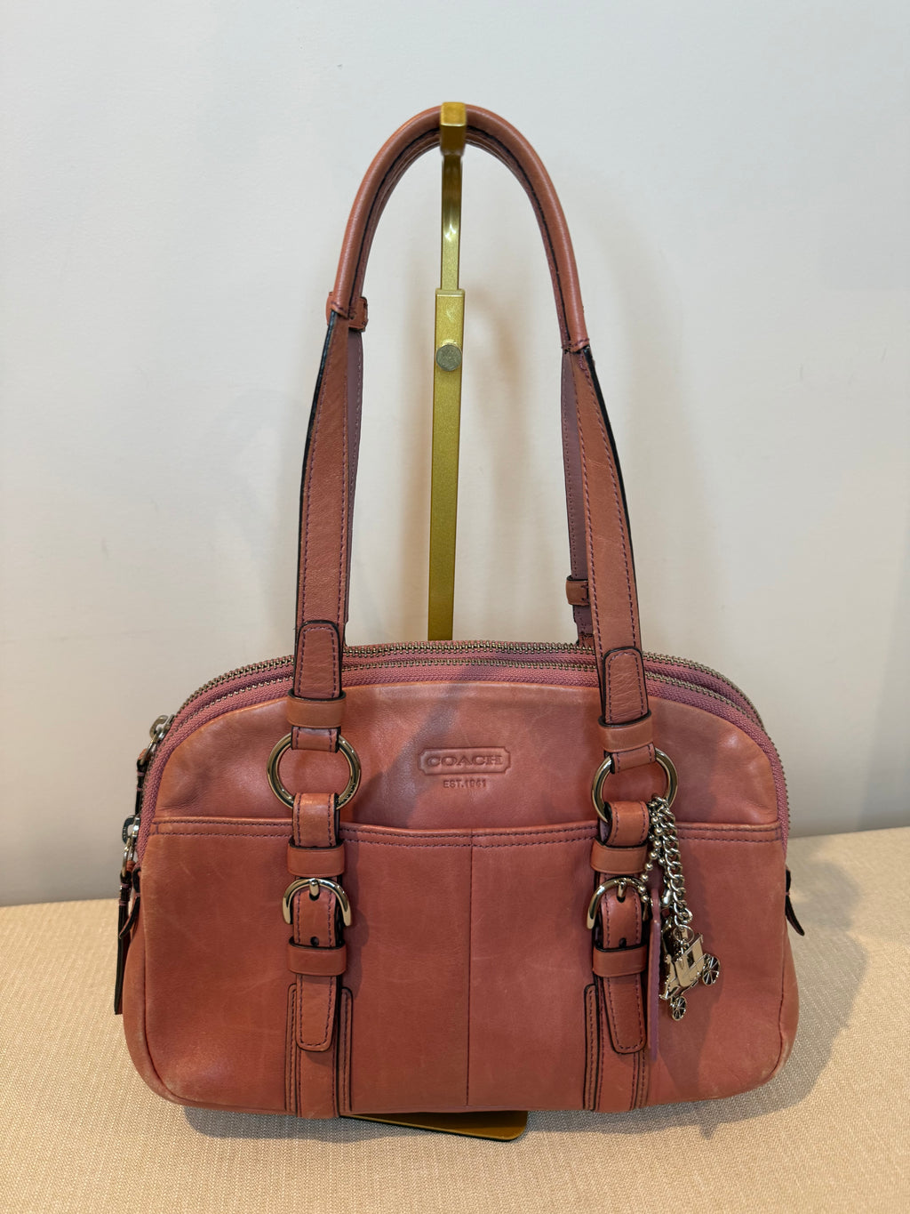Pre-owned Coach Leather Bonnie Satchel Salmon Pink 2008