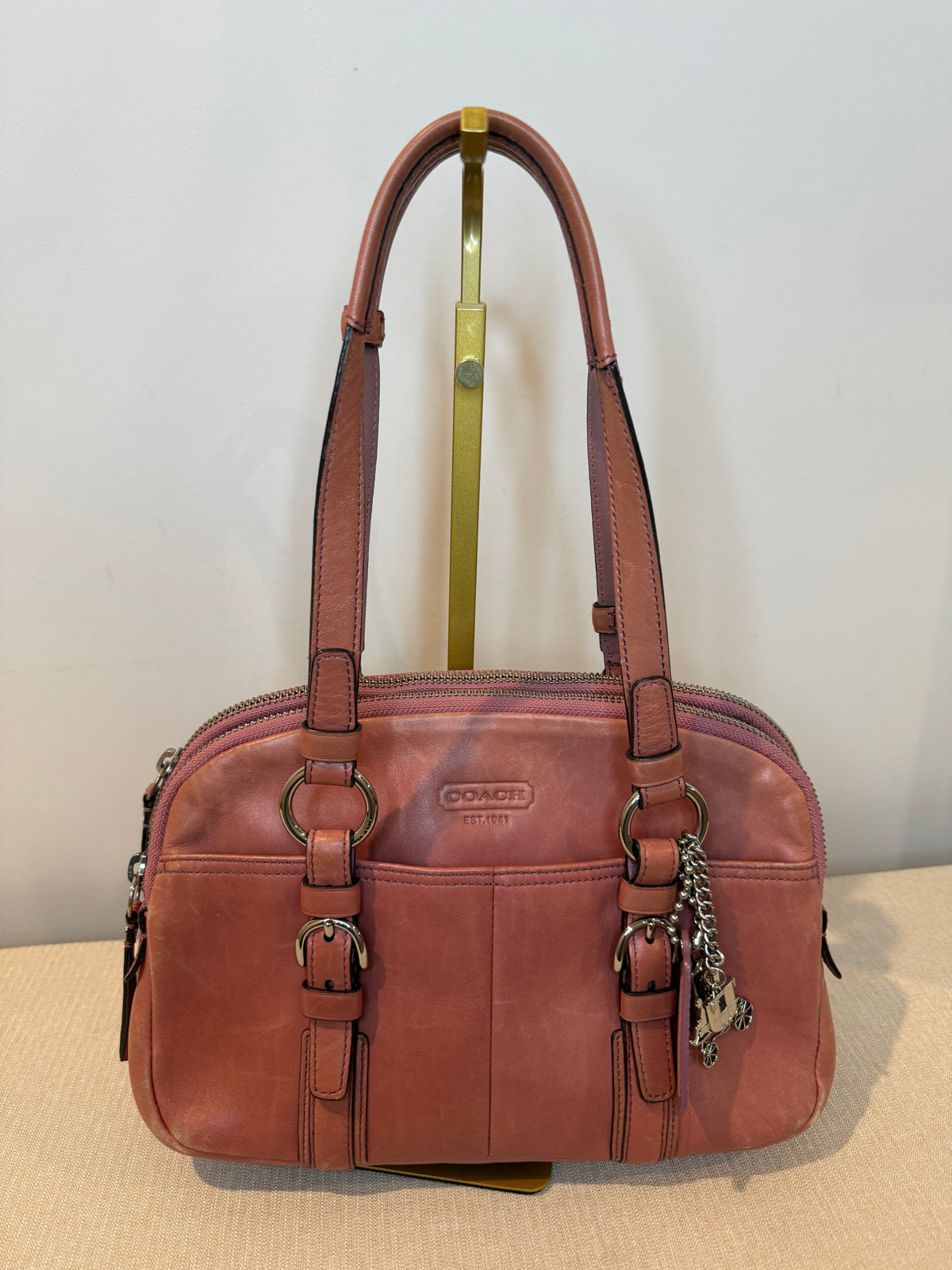 Pre-owned Coach Leather Bonnie Satchel Salmon Pink 2008