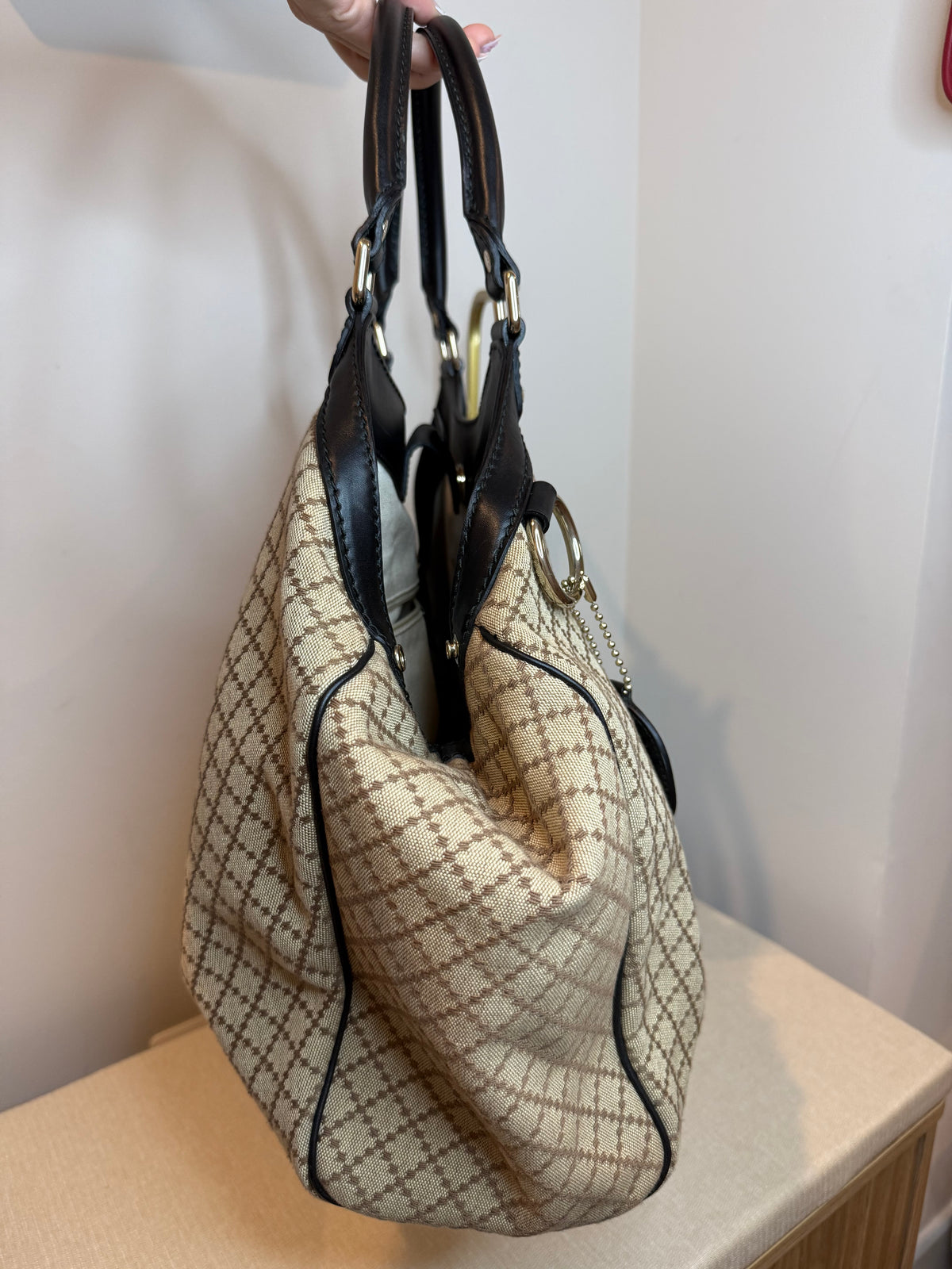 Pre-owned Gucci canvas Diamanté sukey large Hobo bag