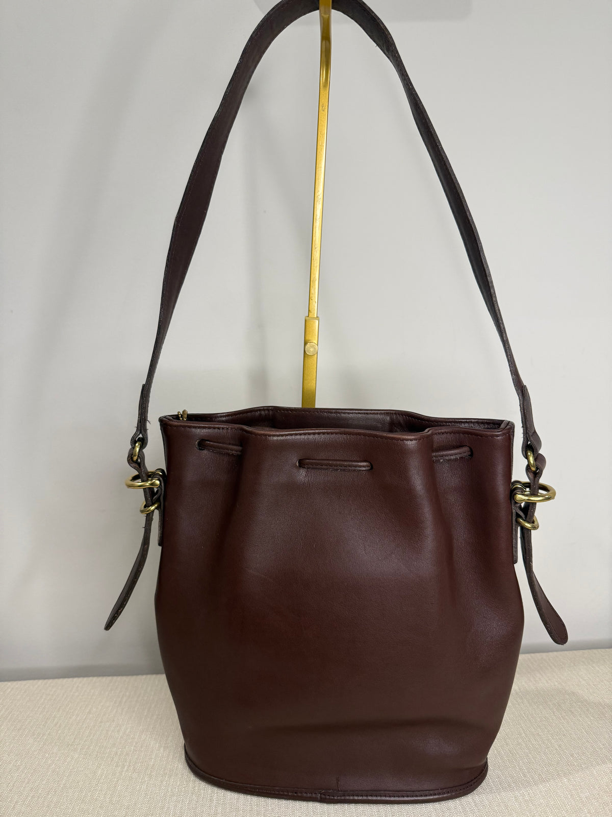 Pre-owned Coach leather brown bucket drawstring bag vintage 1990s