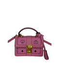 Pre-owned MCM Vicetos Logogram Mini Pink Shoulder Bag