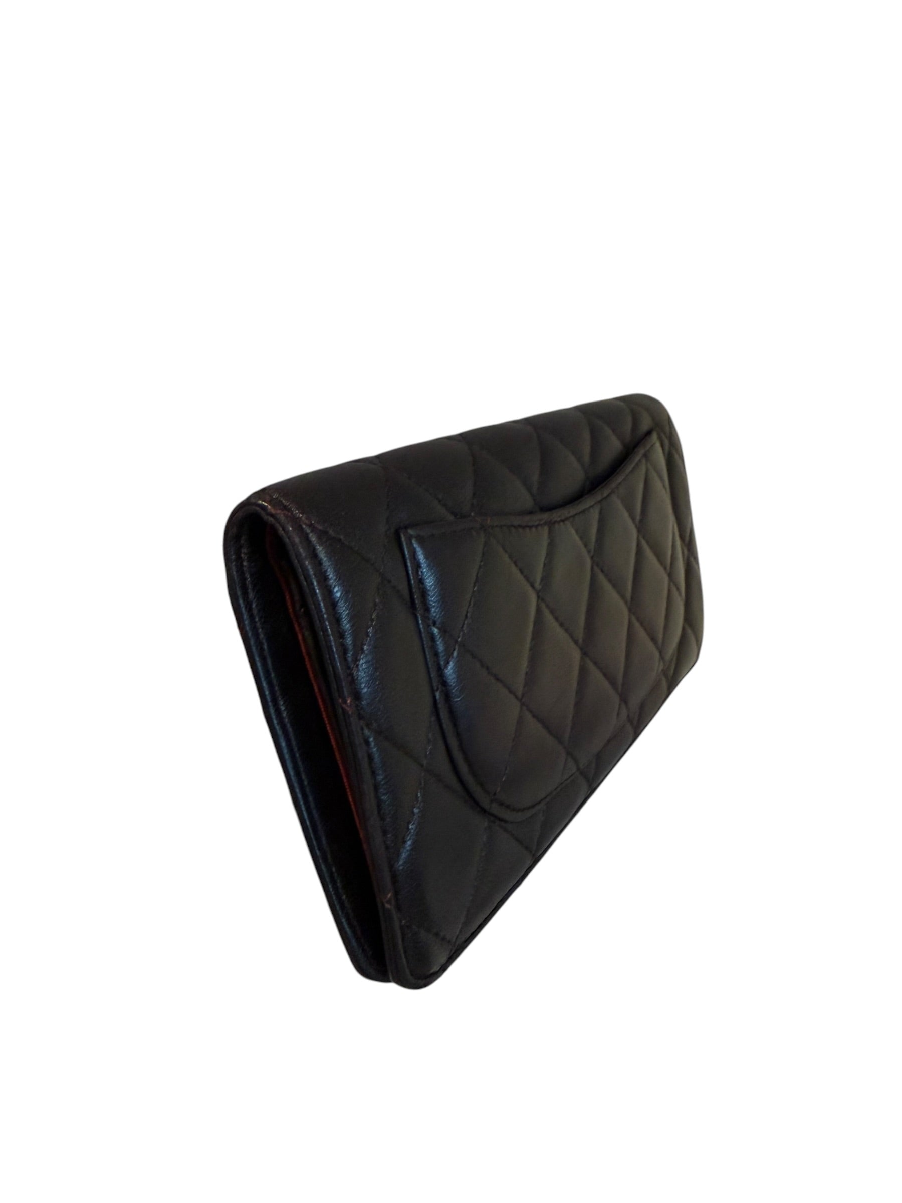 Pre-owned Chanel Lambskin Leather Quilted Long Wallet
