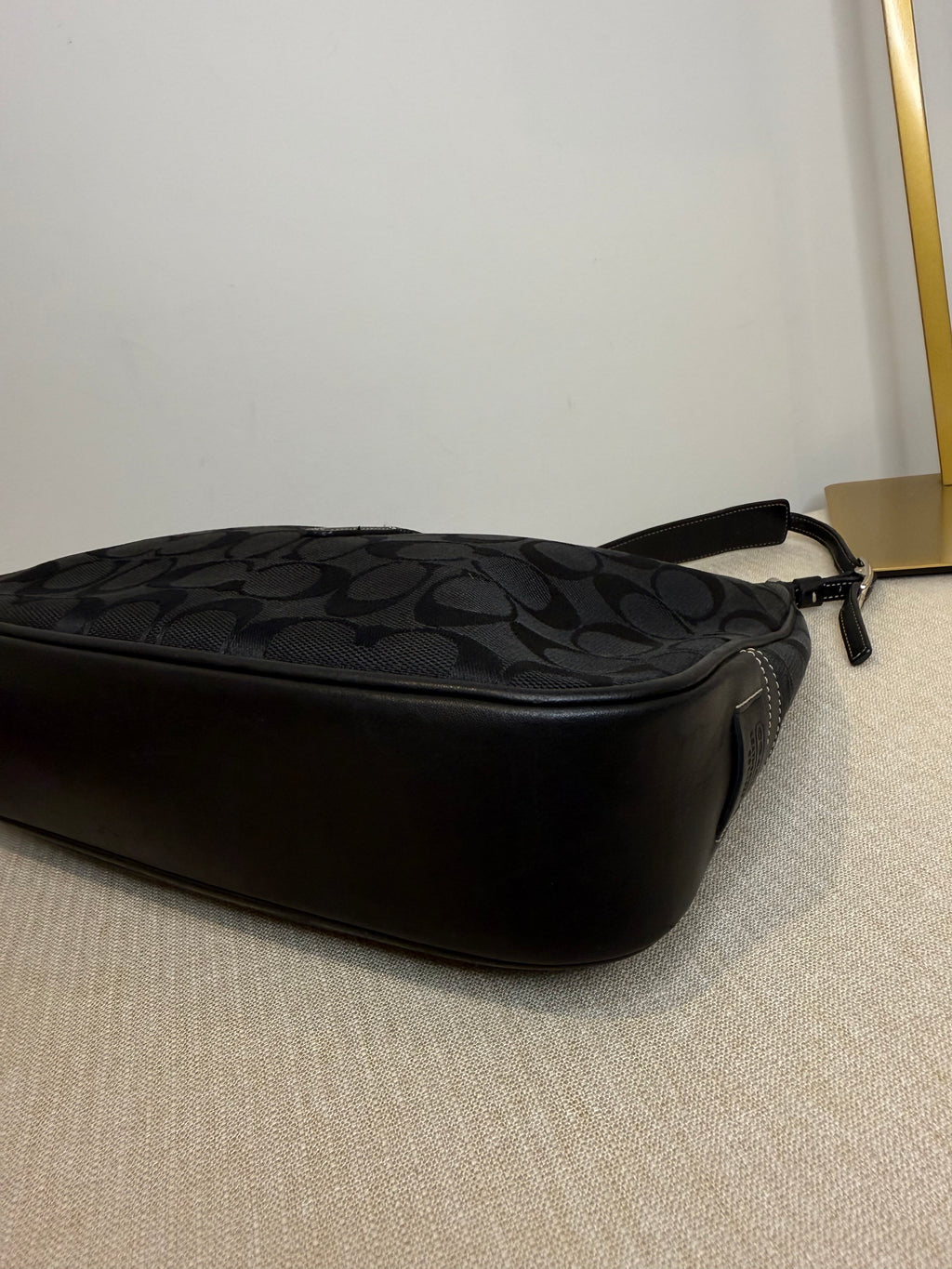 Pre-owned Coach Black Hampton Clip Hobo Shoulder bag 1990s vintage