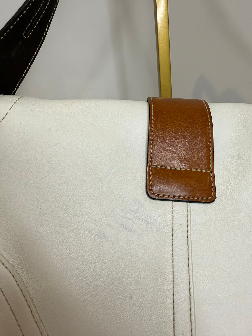 Pre-owned Coach Leather White and Brown SoHo Flap Shoulder bag 2004 vintage