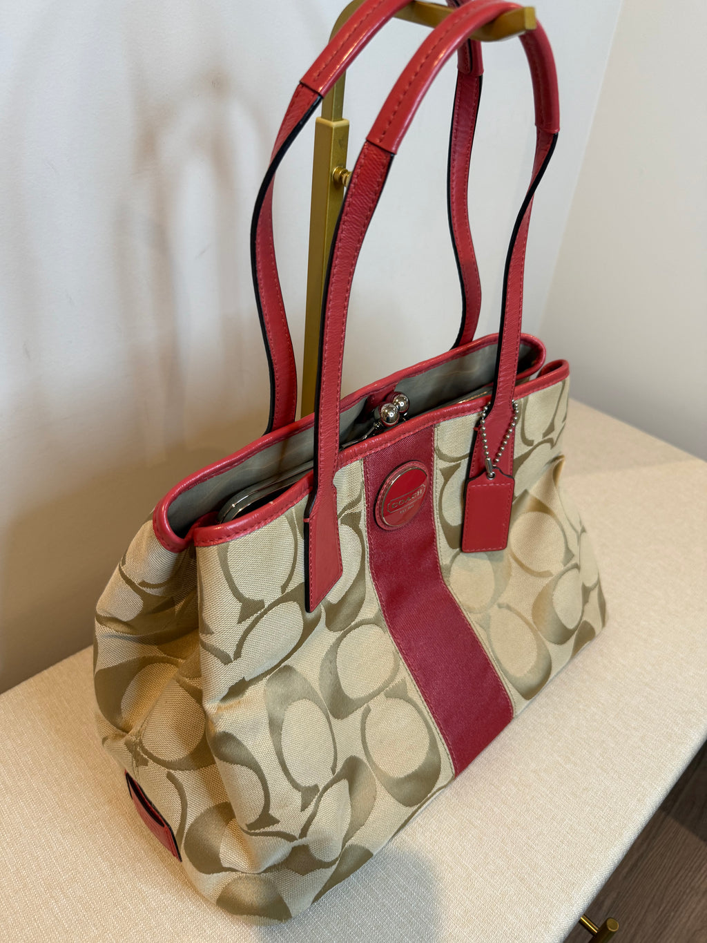 Pre-owned Coach Canvas signature Framed Carryall Tote Bag 2010