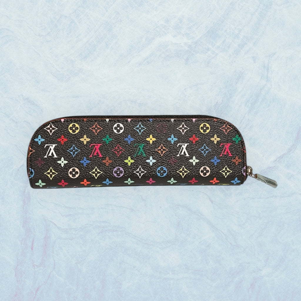 INSPIRED Black Multicolor Pencil case with silver hardware