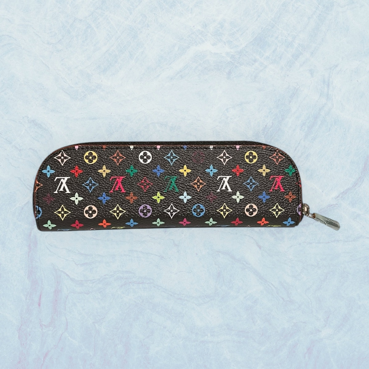 INSPIRED Black Multicolor Pencil case with silver hardware