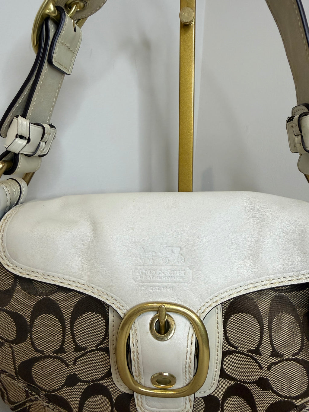 Pre-owned Coach Bleeker SoHo White buckle shoulder bag 2007