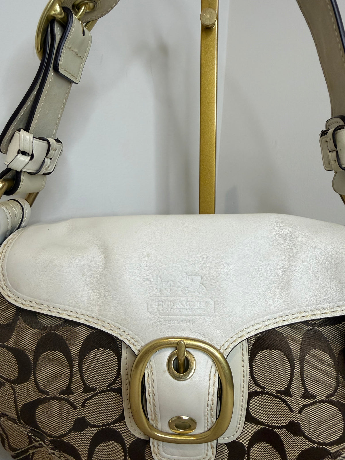 Pre-owned Coach Bleeker SoHo White buckle shoulder bag 2007
