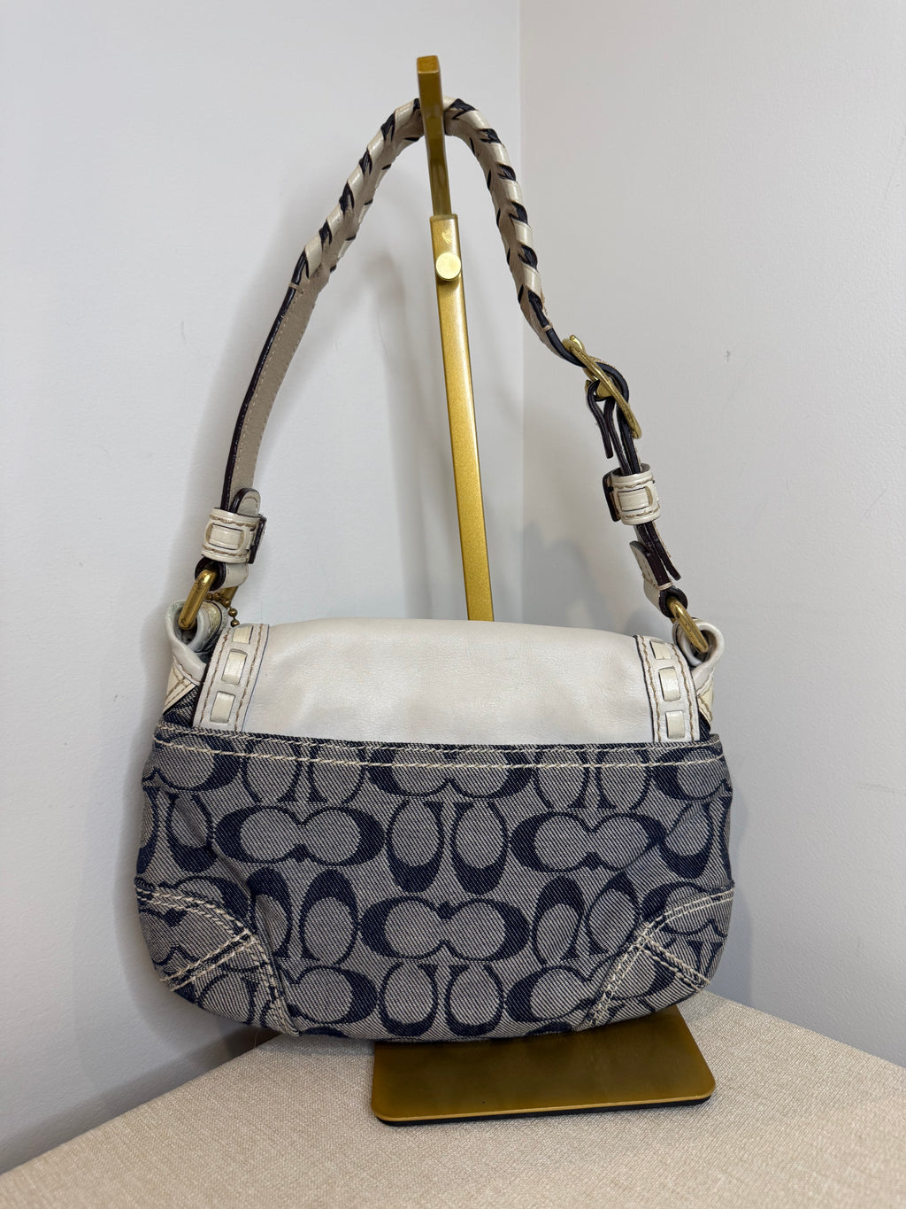 Pre-owned Coach blue and white Bleeker denim soho shoulder bag 2007
