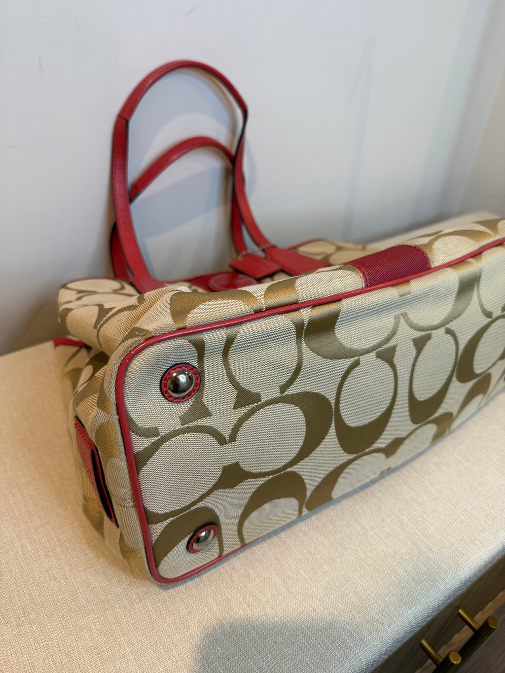 Pre-owned Coach Canvas signature Framed Carryall Tote Bag 2010